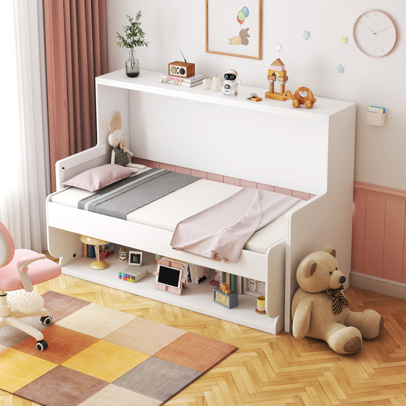Hokku Designs Murphy Bed With Desk Ideal Bedroom Furniture For Small Spaces Horizontal Vertical Pull Out Beds And Space Saving Furniture Foldable Beds Horizontal Single Wayfair